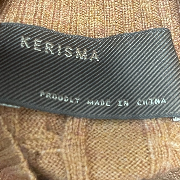 Kerisma Cable Knit Mock Neck Cinch Tie and Bow Waist Sweater M/L - Picture 8 of 10